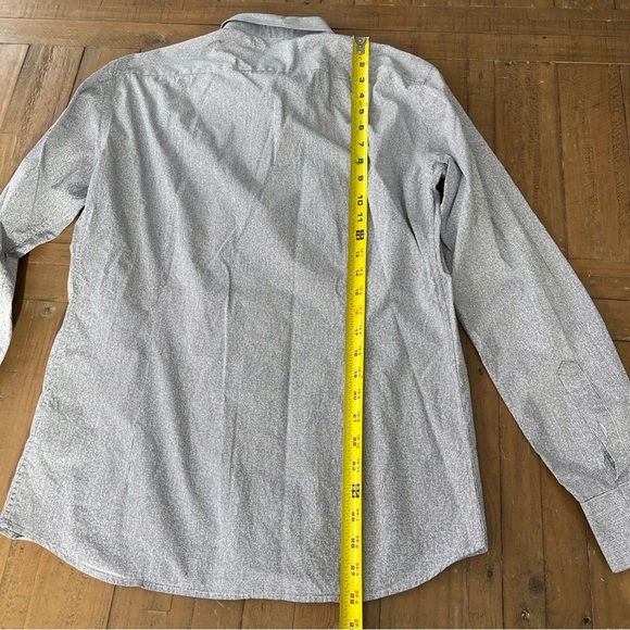 Karl lagerfeld gray striped classic long sleeve button down men’s 41 large - Picture 9 of 12